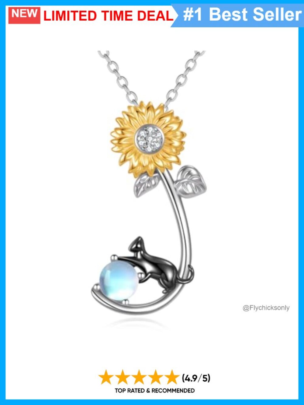 Sterling Silver Cat Necklace Moonstone Birthstone Pendant Adjustable Chain